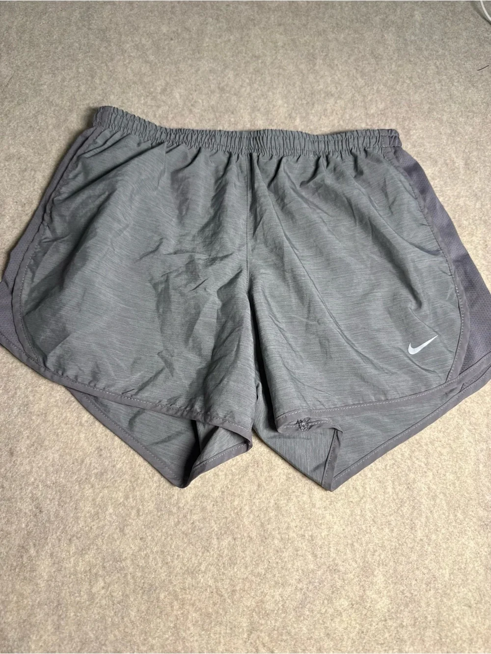 Nike Grey Athletic Shorts with White Swoosh